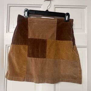 Hollister Ultra High-Rise Corduroy Patchwork Mini Skirt Womens S Brown Retro